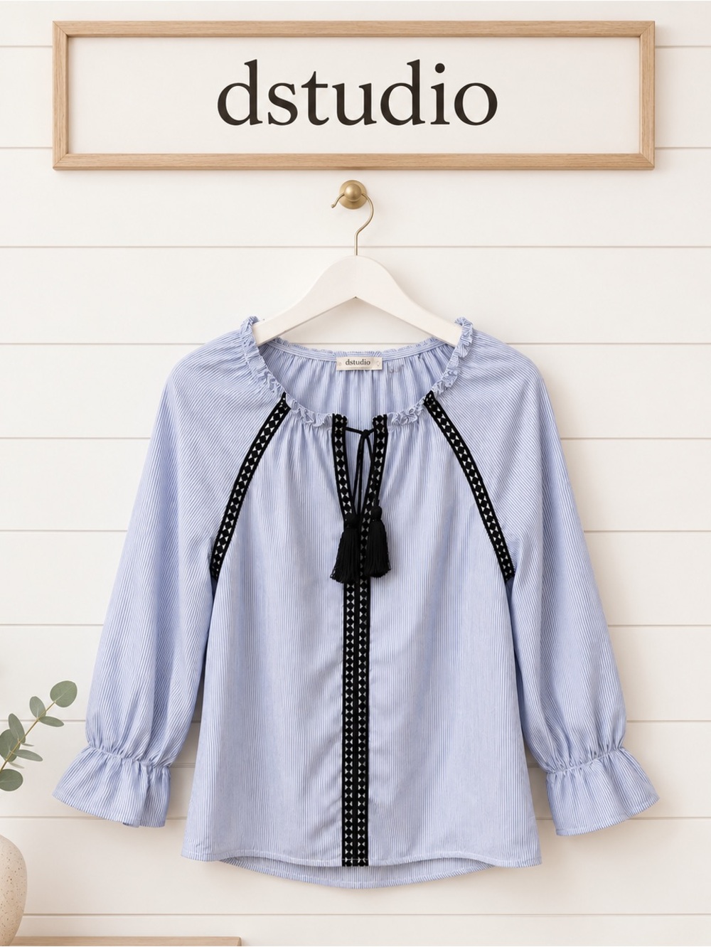 DSTUDIO Blue & White Striped Blouse S